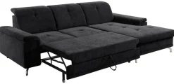 Ecksofa mit Bettfunktion und Bettkasten schwarz Microfaser B/H/T: ca. 270x104x170 cm