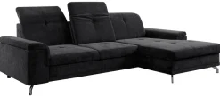 Ecksofa mit Bettfunktion und Bettkasten schwarz Microfaser B/H/T: ca. 270x104x170 cm