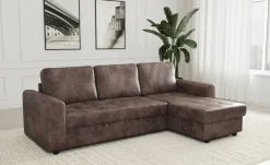 Ecksofa mit Bettfunktion und Bettkasten silber Microfaser B/T: ca. 245x155 cm