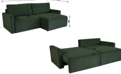 Ecksofa mit Bettfunktion und Bettkasten grün Microfaser B/H/T: ca. 227x92x146 cm