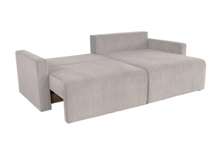 Ecksofa mit Bettfunktion und Bettkasten hellgrau Microfaser B/H/T: ca. 227x92x146 cm
