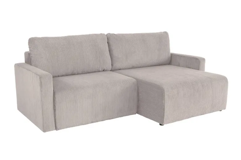 Ecksofa mit Bettfunktion und Bettkasten hellgrau Microfaser B/H/T: ca. 227x92x146 cm