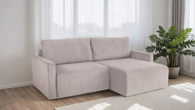 Ecksofa mit Bettfunktion und Bettkasten hellgrau Microfaser B/H/T: ca. 227x92x146 cm