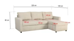 Ecksofa mit Bettfunktion und Bettkasten pearl Microfaser B/H/T: ca. 215x145x82 cm