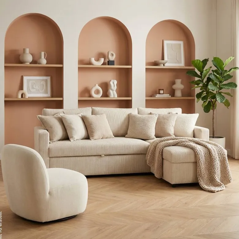 Ecksofa mit Bettfunktion und Bettkasten pearl Microfaser B/H/T: ca. 215x145x82 cm