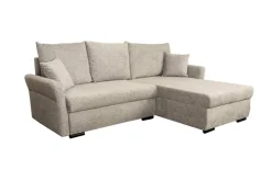 Ecksofa mit Bettfunktion und Bettkasten beige Webstoff B/H/T: ca. 218x90x168 cm