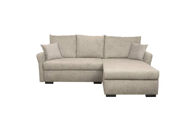 Ecksofa mit Bettfunktion und Bettkasten beige Webstoff B/H/T: ca. 218x90x168 cm