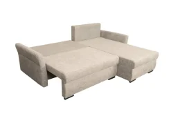 Ecksofa mit Bettfunktion und Bettkasten beige Webstoff B/H/T: ca. 218x90x168 cm