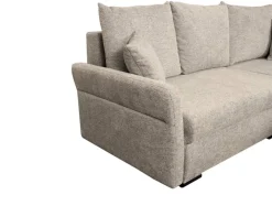 Ecksofa mit Bettfunktion und Bettkasten beige Webstoff B/H/T: ca. 218x90x168 cm