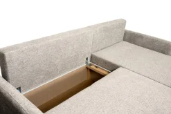 Ecksofa mit Bettfunktion und Bettkasten beige Webstoff B/H/T: ca. 218x90x168 cm