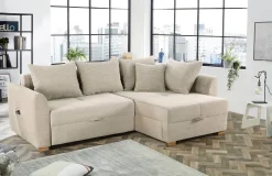 Ecksofa mit Bettfunktion und Bettkasten beige B/H/T: ca. 236x81x160 cm