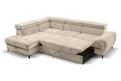 Ecksofa mit Bettfunktion und Bettkasten natur Microfaser B/H/T: ca. 256x73x202 cm
