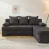 Ecksofa mit Bettfunktion und Bettkasten grau Microfaser B/H/T: ca. 191x70x142 cm