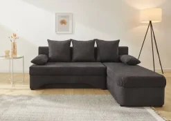 Ecksofa mit Bettfunktion und Bettkasten grau Microfaser B/H/T: ca. 191x70x142 cm