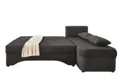 Ecksofa mit Bettfunktion und Bettkasten grau Microfaser B/H/T: ca. 191x70x142 cm