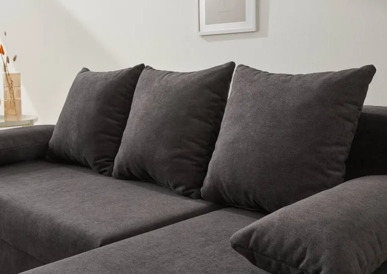 Ecksofa mit Bettfunktion und Bettkasten grau Microfaser B/H/T: ca. 191x70x142 cm