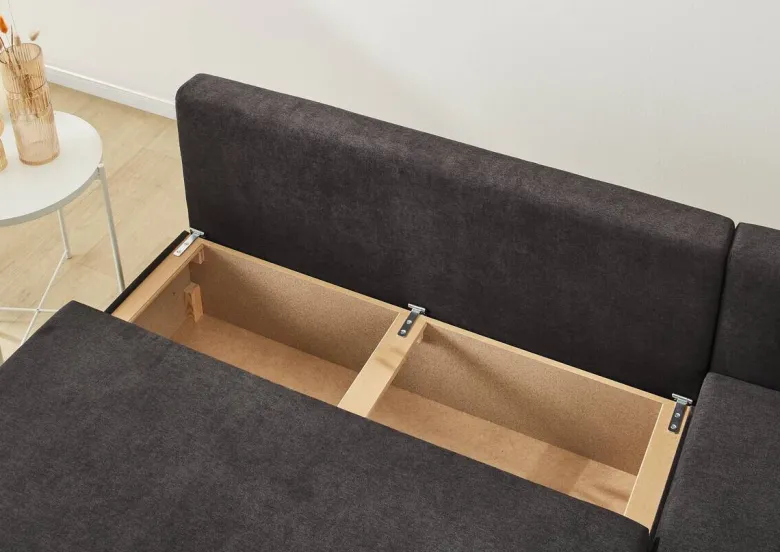 Ecksofa mit Bettfunktion und Bettkasten grau Microfaser B/H/T: ca. 191x70x142 cm