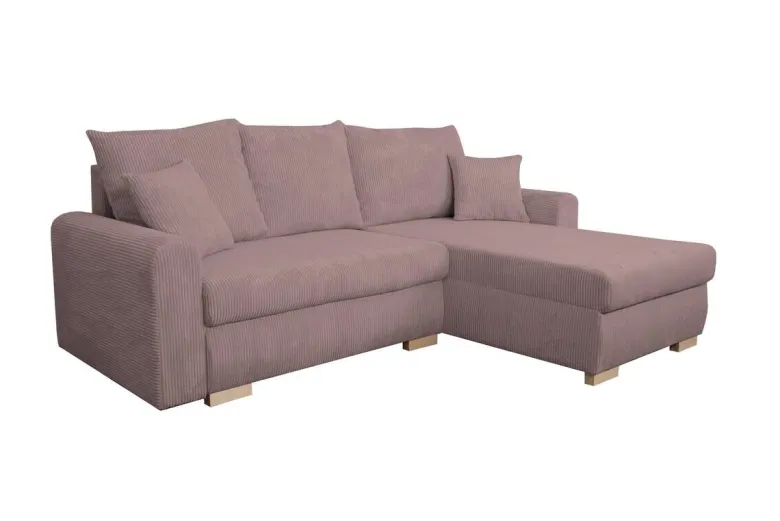 Ecksofa mit Bettfunktion und Bettkasten rosa Microfaser B/H/T: ca. 224,5x90x168 cm