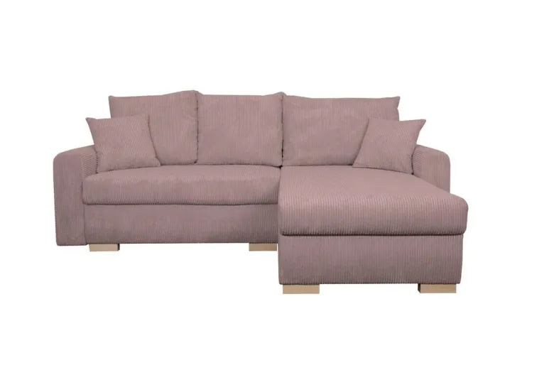 Ecksofa mit Bettfunktion und Bettkasten rosa Microfaser B/H/T: ca. 224,5x90x168 cm