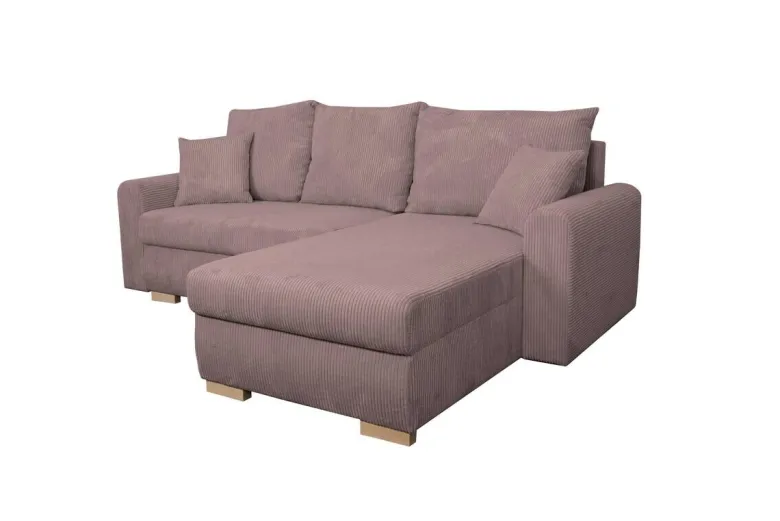 Ecksofa mit Bettfunktion und Bettkasten rosa Microfaser B/H/T: ca. 224,5x90x168 cm