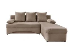 Ecksofa mit Bettfunktion und Bettkasten hellbraun Microfaser B/H/T: ca. 191x70x142 cm