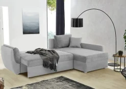 Ecksofa mit Bettfunktion und Bettkasten grau Polyester B/H/T: ca. 247x82x178 cm