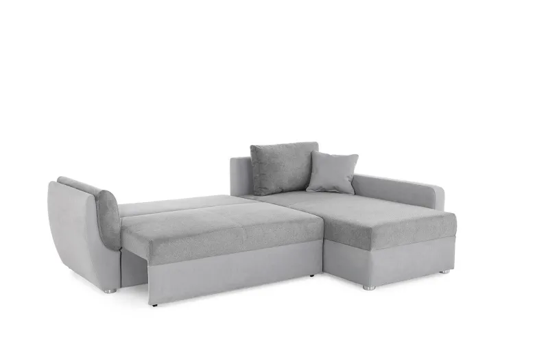 Ecksofa mit Bettfunktion und Bettkasten grau Polyester B/H/T: ca. 247x82x178 cm