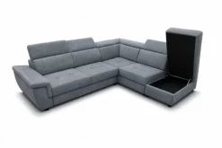 Ecksofa mit Bettfunktion und Bettkasten grau Flachgewebe B/H/T: ca. 267x75x238 cm