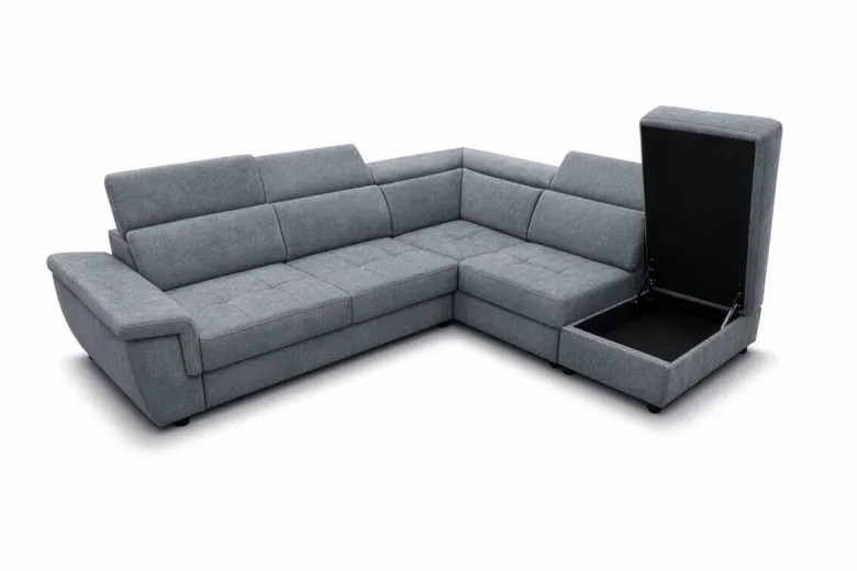 Ecksofa mit Bettfunktion und Bettkasten grau Flachgewebe B/H/T: ca. 267x75x238 cm