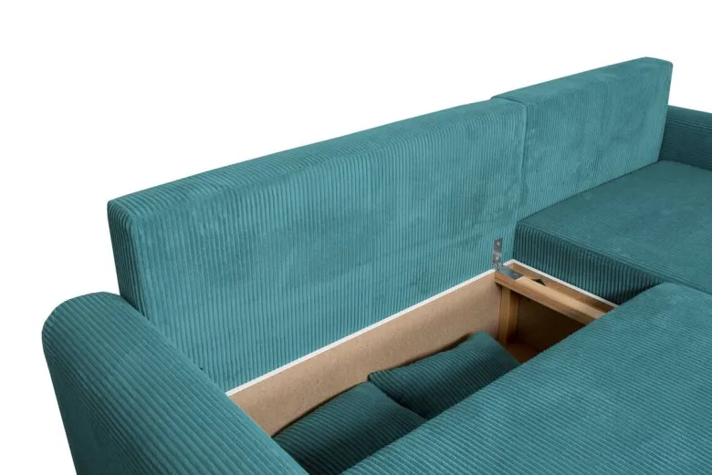Ecksofa mit Bettfunktion und Bettkasten türkis Microfaser B/H/T: ca. 224,5x90x168 cm