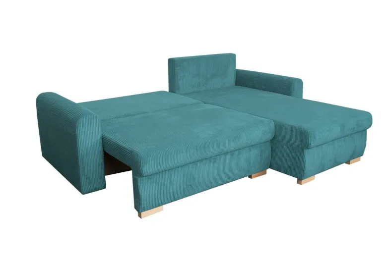Ecksofa mit Bettfunktion und Bettkasten türkis Microfaser B/H/T: ca. 224,5x90x168 cm