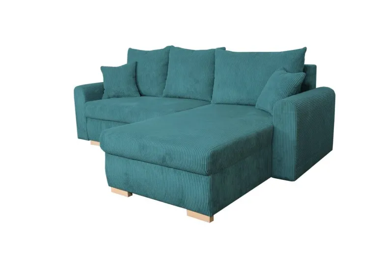Ecksofa mit Bettfunktion und Bettkasten türkis Microfaser B/H/T: ca. 224,5x90x168 cm