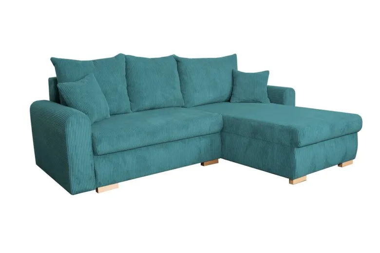 Ecksofa mit Bettfunktion und Bettkasten türkis Microfaser B/H/T: ca. 224,5x90x168 cm
