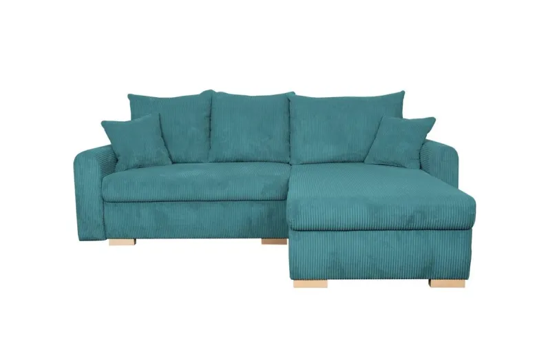 Ecksofa mit Bettfunktion und Bettkasten türkis Microfaser B/H/T: ca. 224,5x90x168 cm