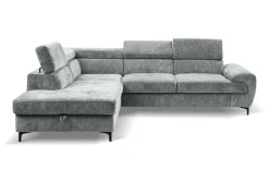 Ecksofa mit Bettfunktion und Bettkasten dunkelgrau Microfaser B/H/T: ca. 256x73x202 cm