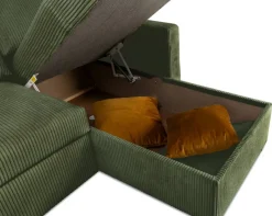 Ecksofa mit Bettfunktion und Bettkasten khaki Microfaser B/H/T: ca. 215x145x82 cm