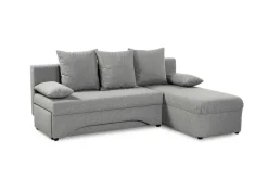 Ecksofa mit Bettfunktion und Bettkasten hellgrau Feinstruktur B/H/T: ca. 191x70x142 cm