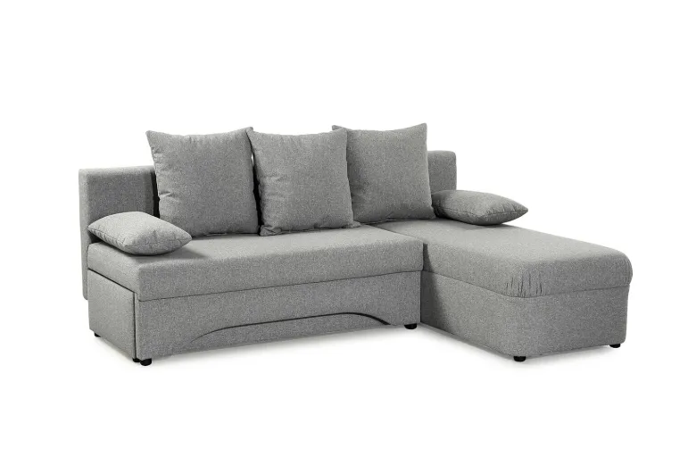 Ecksofa mit Bettfunktion und Bettkasten hellgrau Feinstruktur B/H/T: ca. 191x70x142 cm