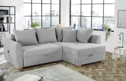 Ecksofa mit Bettfunktion und Bettkasten hellgrau B/H/T: ca. 236x81x160 cm