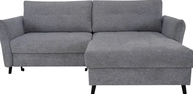 Ecksofa mit Bettfunktion und Bettkasten grau Microfaser B/H/T: ca. 235x90x159 cm