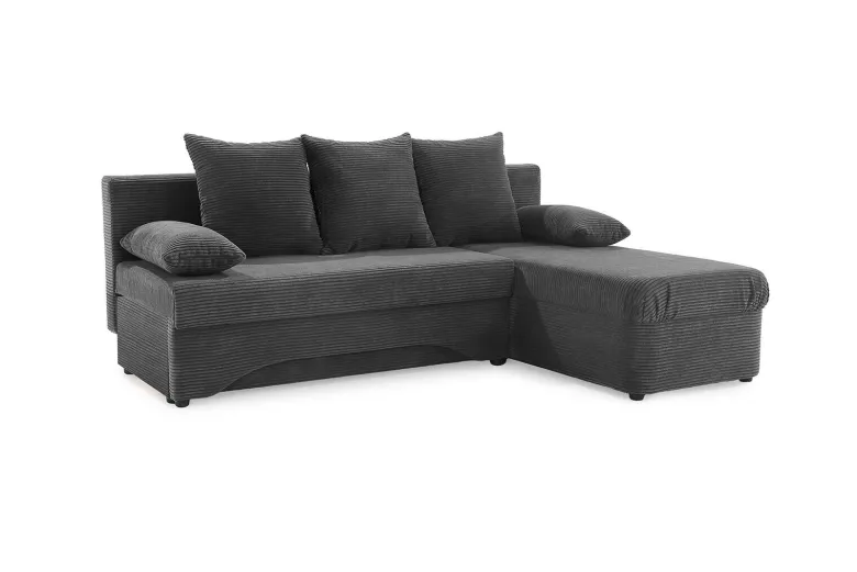 Ecksofa mit Bettfunktion und Bettkasten grau Microfaser B/H/T: ca. 191x70x142 cm