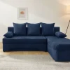Ecksofa mit Bettfunktion und Bettkasten dunkelblau Microfaser B/H/T: ca. 191x70x142 cm