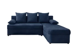 Ecksofa mit Bettfunktion und Bettkasten dunkelblau Microfaser B/H/T: ca. 191x70x142 cm