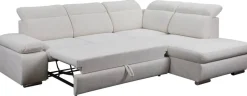 Ecksofa mit Bettfunktion und Bettkasten beige Microfaser B/H/T: ca. 282x100x232 cm