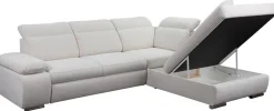 Ecksofa mit Bettfunktion und Bettkasten beige Microfaser B/H/T: ca. 282x100x232 cm