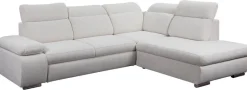 Ecksofa mit Bettfunktion und Bettkasten beige Microfaser B/H/T: ca. 282x100x232 cm