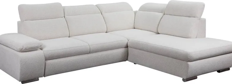 Ecksofa mit Bettfunktion und Bettkasten beige Microfaser B/H/T: ca. 282x100x232 cm