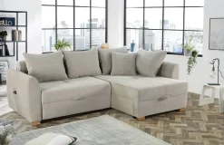 Ecksofa mit Bettfunktion und Bettkasten Greige B/H/T: ca. 236x81x160 cm