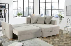 Ecksofa mit Bettfunktion und Bettkasten Greige B/H/T: ca. 236x81x160 cm