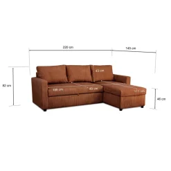 Ecksofa mit Bettfunktion und Bettkasten terracotta Microfaser B/H/T: ca. 215x145x82 cm